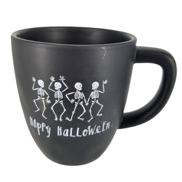 Rae Dunn Magenta Skeleton Skull Dancing Happy Halloween Mug Cup Coffee Tea Goth - Picture 1 of 10
